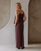 Espresso $|& Skies Are Blue Double Strap Sleeveless Woven Top - Hanger Side