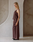 Espresso $|& Skies Are Blue Double Strap Sleeveless Woven Top - Hanger Front