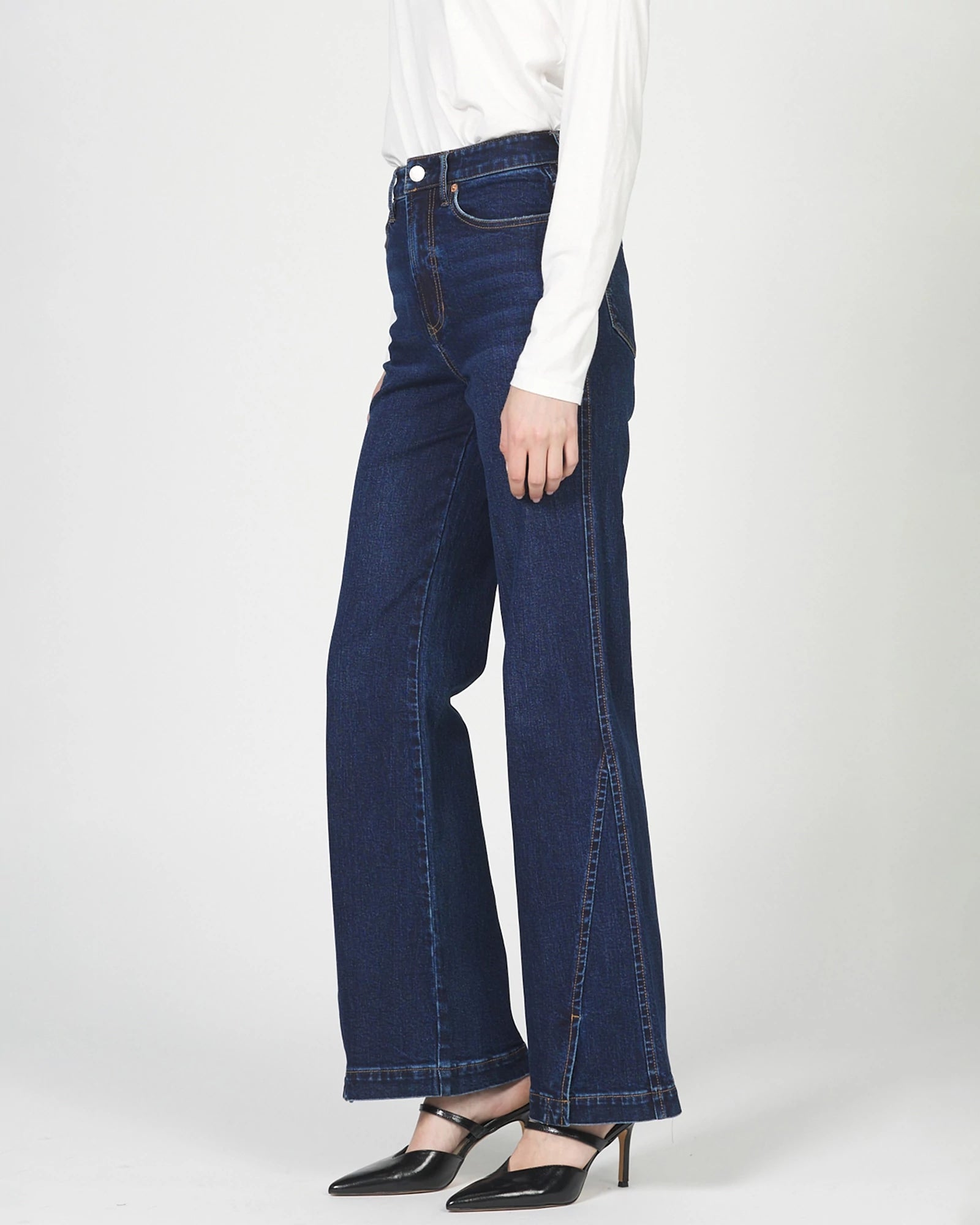 Belvue $|& Dear John Fiona Wide Leg Jeans with Side Panel - Hanger Front