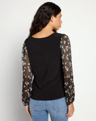 Black Daisy $|& West Kei Square Neck Knit Top with Chiffon Sleeve - SOF Back