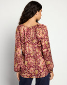 Wine $|& West Kei Floral Woven Top with Button Detail - SOF Back