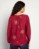Wine $|& West Kei Embroidered Woven Blouse - SOF Back