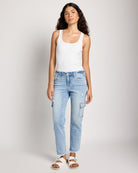 Mightily $|& Lovervet Mid Rise Slim Straight Cargo Jeans - UGC On Fig