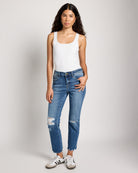 New Frame $|& Flying Monkey Jeans Mid Rise Distressed Slim Straight Jeans - UGC On Fig