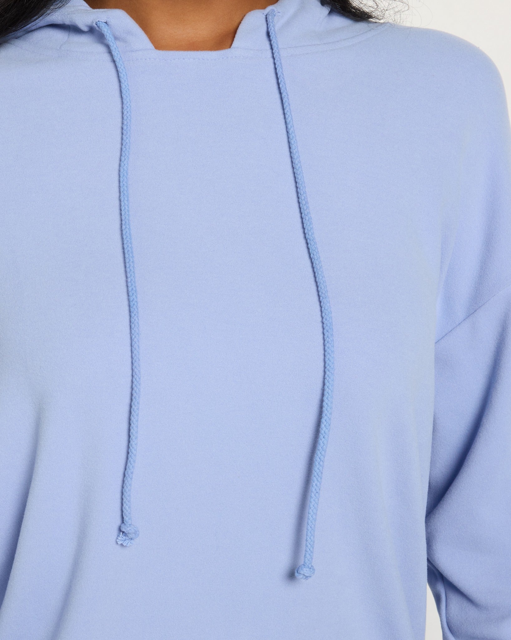 Bluebell Haze $|& Cloud Ten Long Sleeve Plush Drawstring Hoodie - SOF Full Front