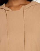 Almond Drift $|& Cloud Ten Long Sleeve Plush Drawstring Hoodie - SOF Full Front