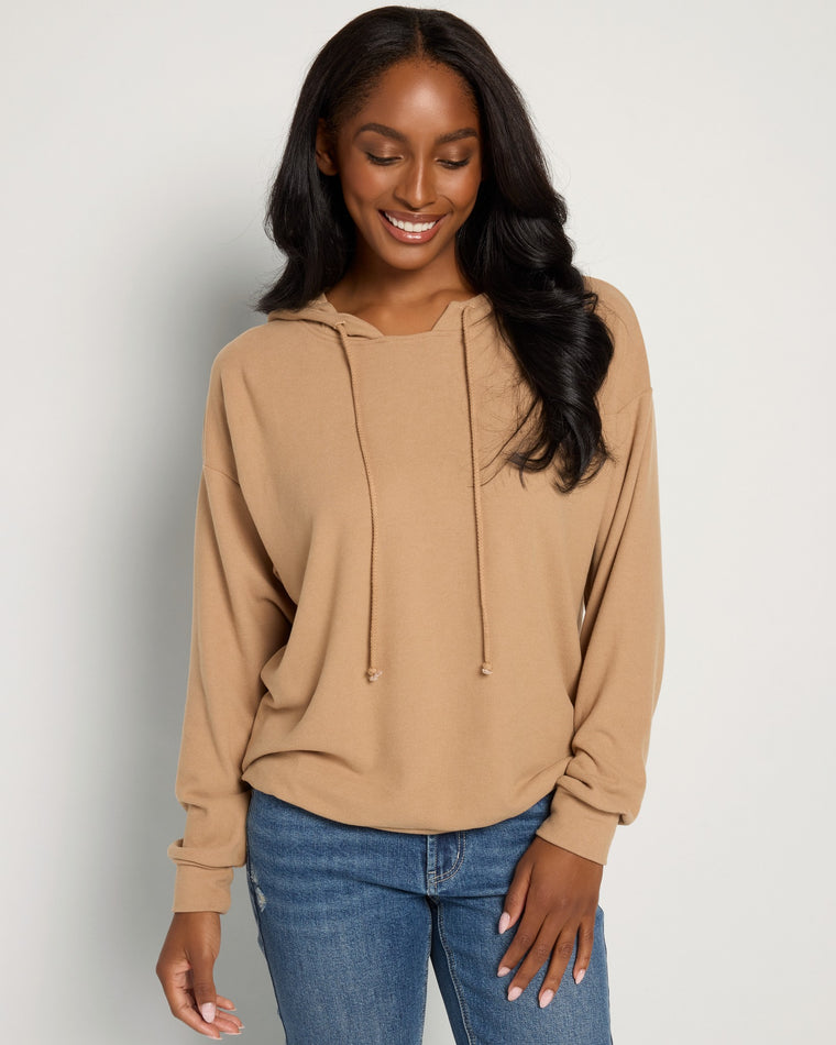 Long Sleeve Plush Drawstring Hoodie