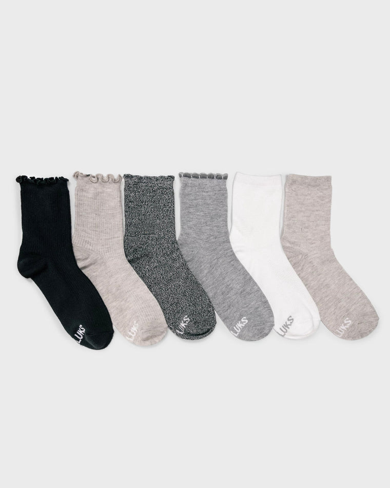 Neutral Pack $|& MUK LUKS 4.5" Whisper Soft Crew Sock 6 Pack - VOF Detail