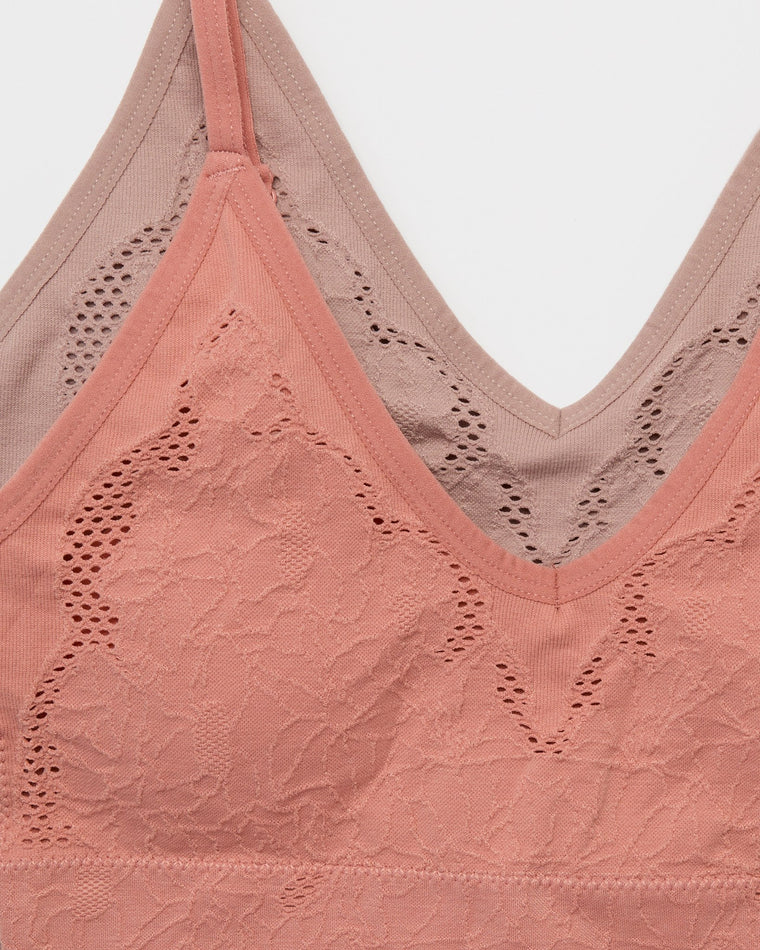 Rose Dawn/Adobe Rose $|& real Underwear Marbled Jacquard Seam Comfort Bra 2 Pack