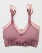 Silver Pink Pack $|& real Underwear Plated Ribbed Center Strap Bralette  2 Pack