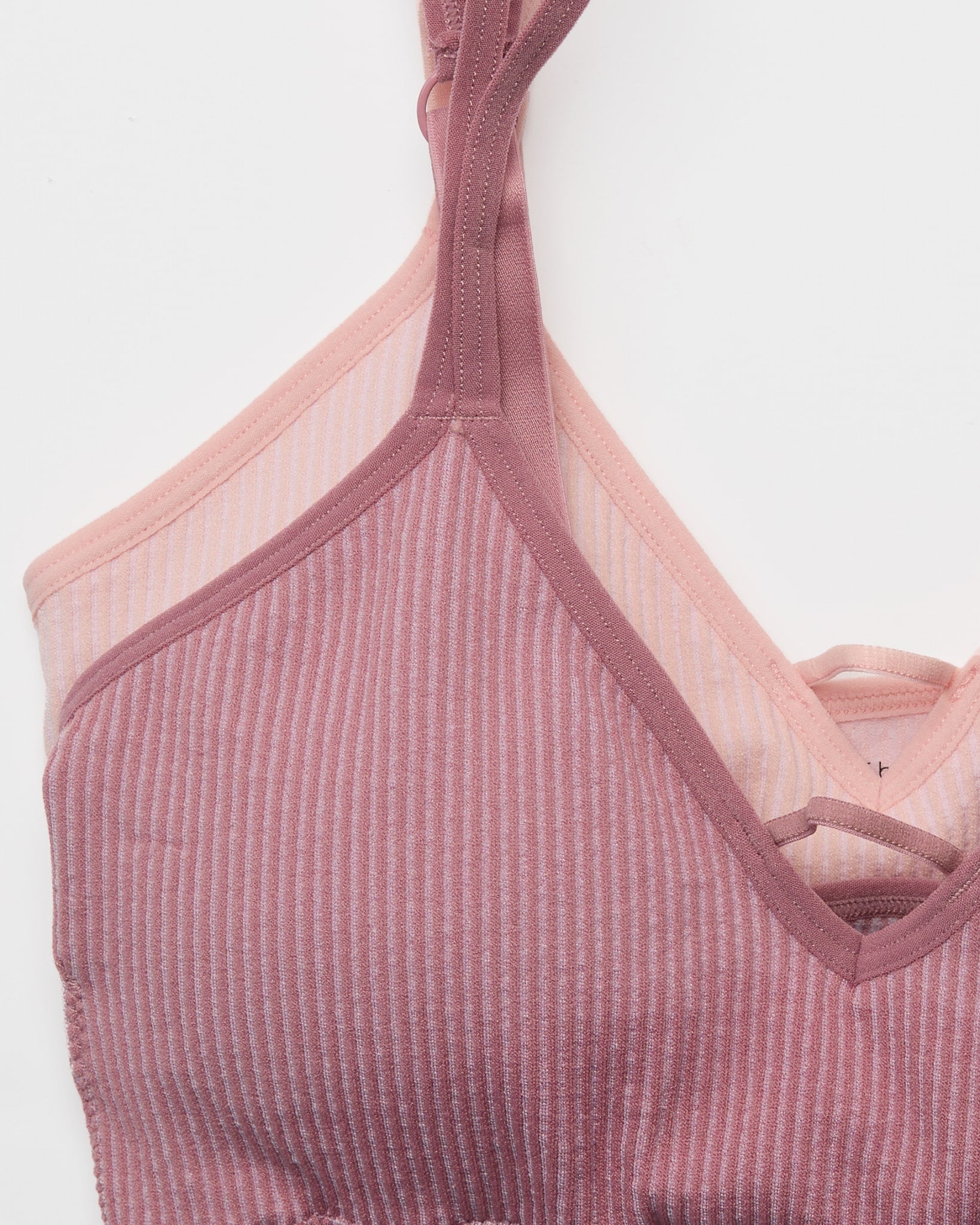 Silver Pink Pack $|& real Underwear Plated Ribbed Center Strap Bralette  2 Pack - SOF Front