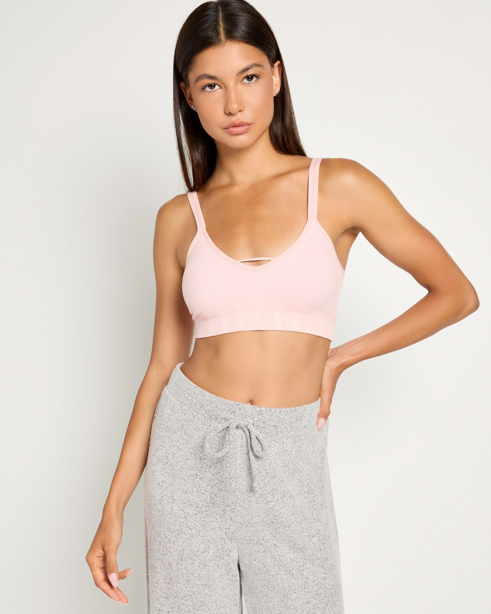 Silver Pink Pack $|& real Underwear Plated Ribbed Center Strap Bralette  2 Pack - SOF Side