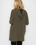 Olive $|& Staccato Monaco Ribbed Duster Hoodie Cardigan - Hanger Side