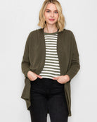 Olive $|& Staccato Monaco Ribbed Duster Hoodie Cardigan - VOF Detail