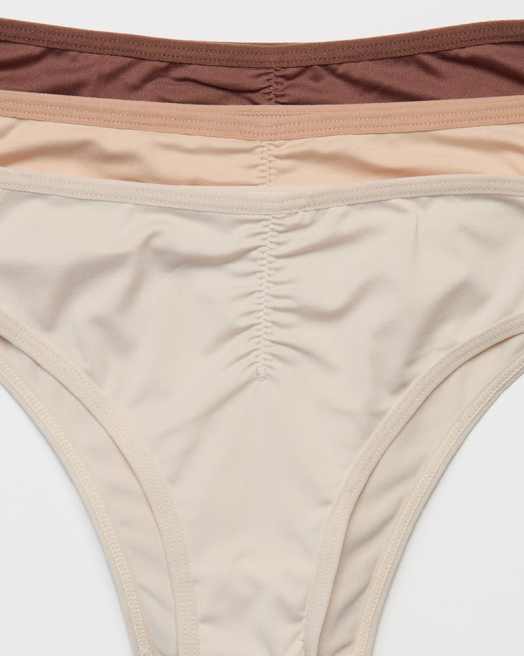 Nude Pack $|& real Underwear Mico V Cut Waist Bikini 3 Pack - Hanger Detail