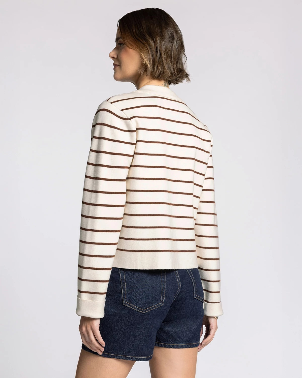 Ivory Maroon $|& Thread & Supply Clyde Sweater Jacket - Hanger Front