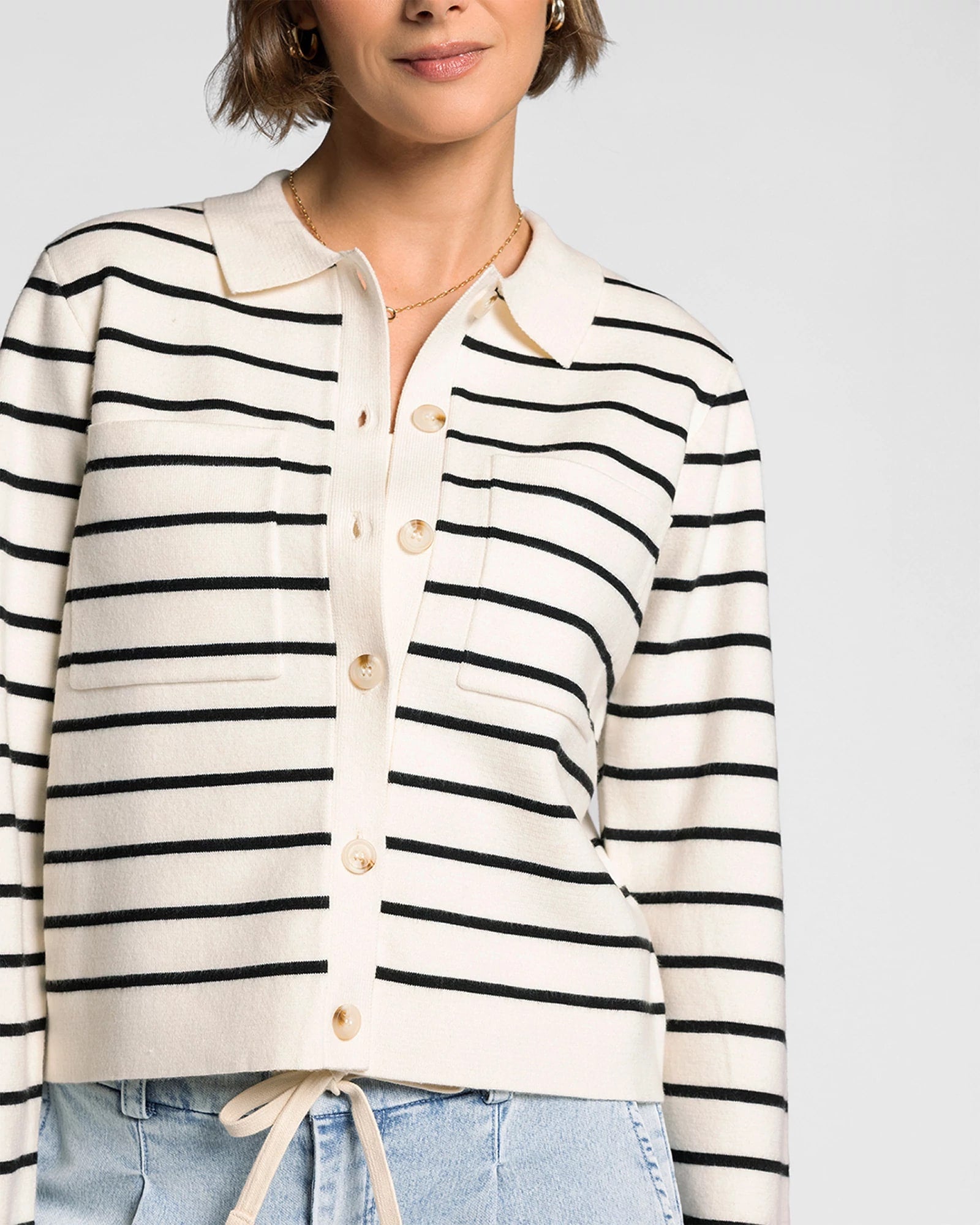 Ivory Black $|& Thread & Supply Clyde Sweater Jacket - VOF Detail