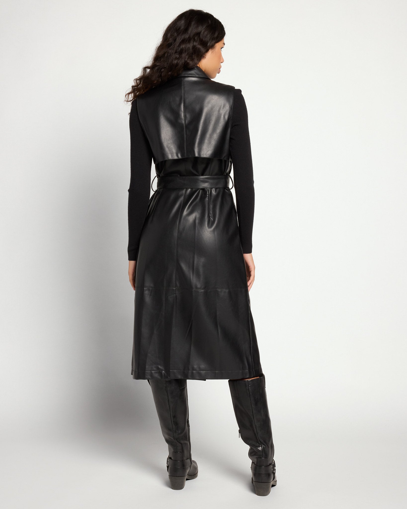 Black $|& Coalition Vegan Leather Trench Vest - SOF Back