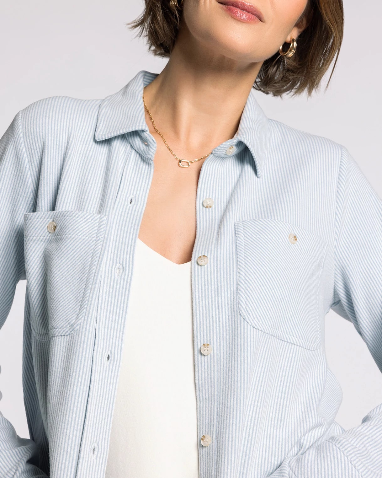 Light Blue Stripe $|& Thread & Supply Lewis Striped Shirt - Hanger Back
