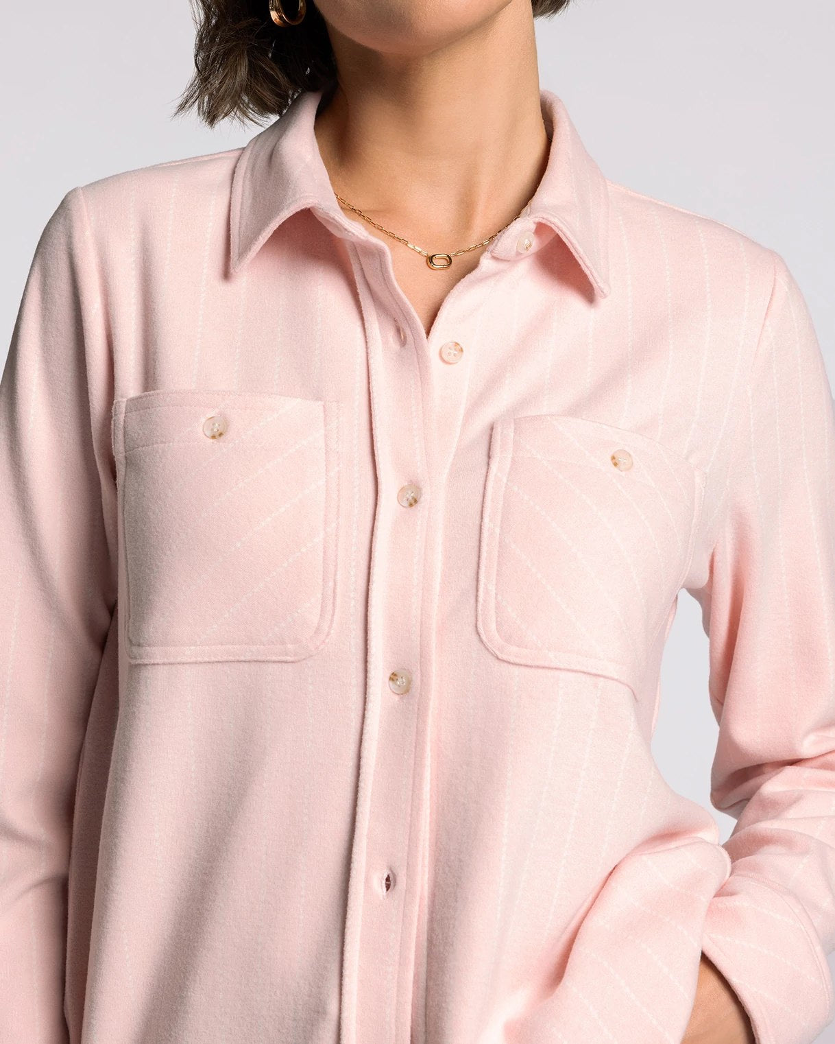 Soft Pink White $|& Thread & Supply Lewis Striped Shirt - Hanger Back