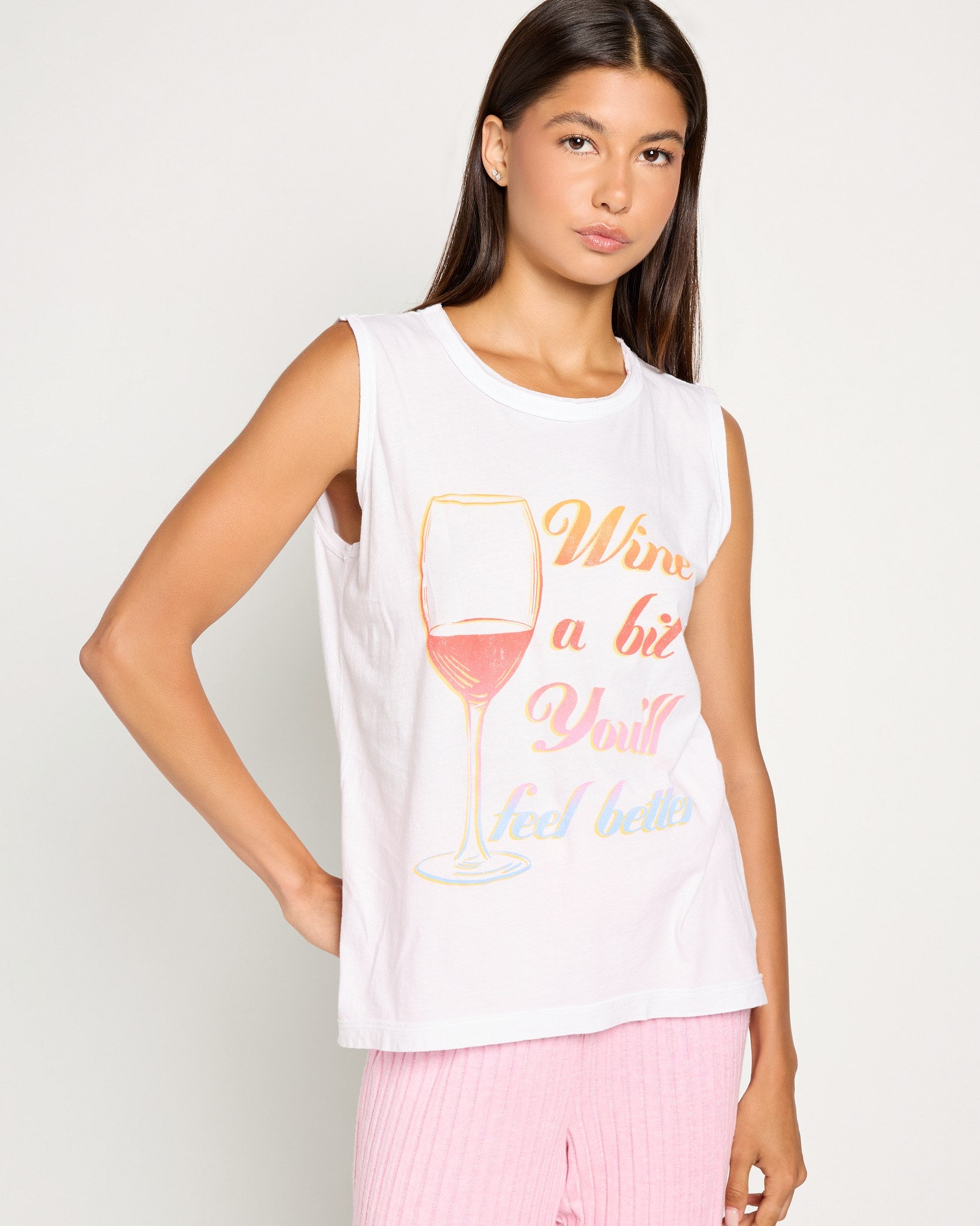 White $|& Project Social T Wine A Bit Graphic Tank - SOF Front