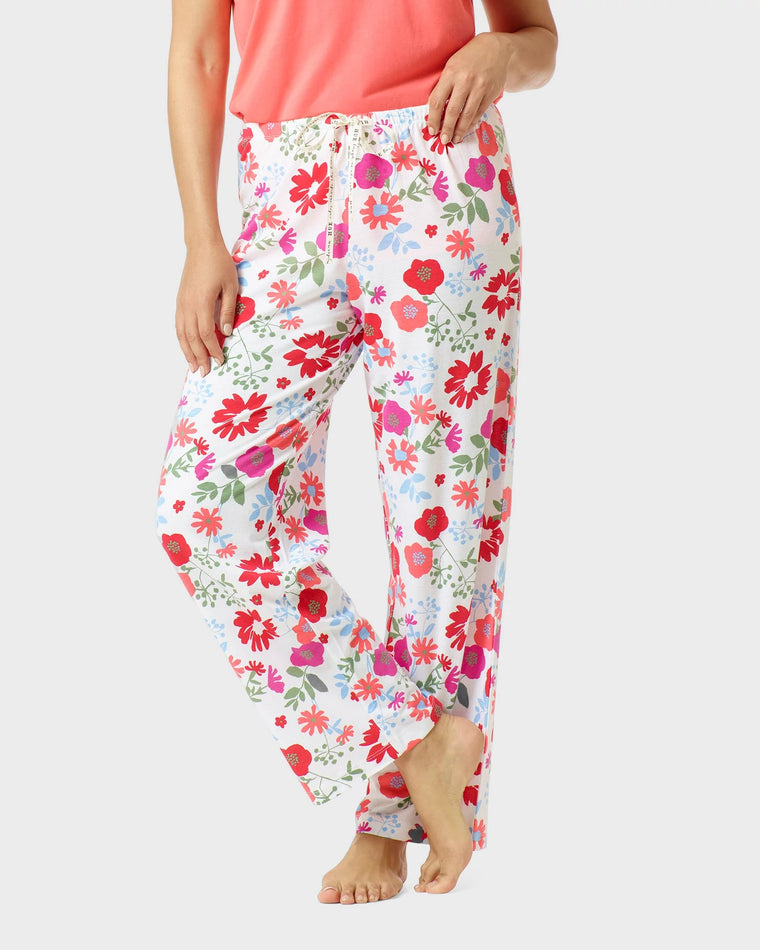 Off White $|& HUE Floral Classic PJ Pant - VOF Detail