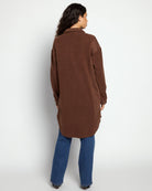 Brown $|& Hem & Thread Fleece Longline Shacket - SOF Back
