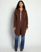 Brown $|& Hem & Thread Fleece Longline Shacket - UGC On Fig