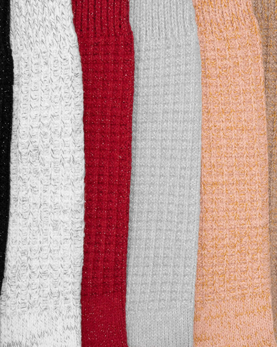 Lurex/Waffle $|& MUK LUKS 6 Pack Microfiber Boot Socks - Hanger Back