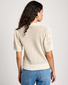 Cream $|& Bobeau Button Front Sweater Top - SOF Back