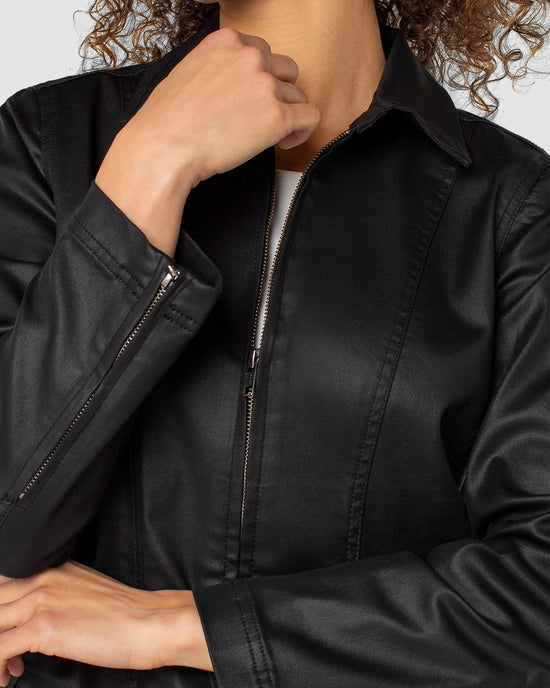 Black Coated $|& Liverpool 90's Zip Front Jacket - Hanger Back