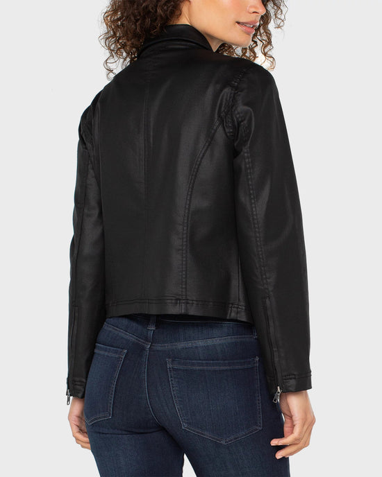 Black Coated $|& Liverpool 90's Zip Front Jacket - Hanger Side