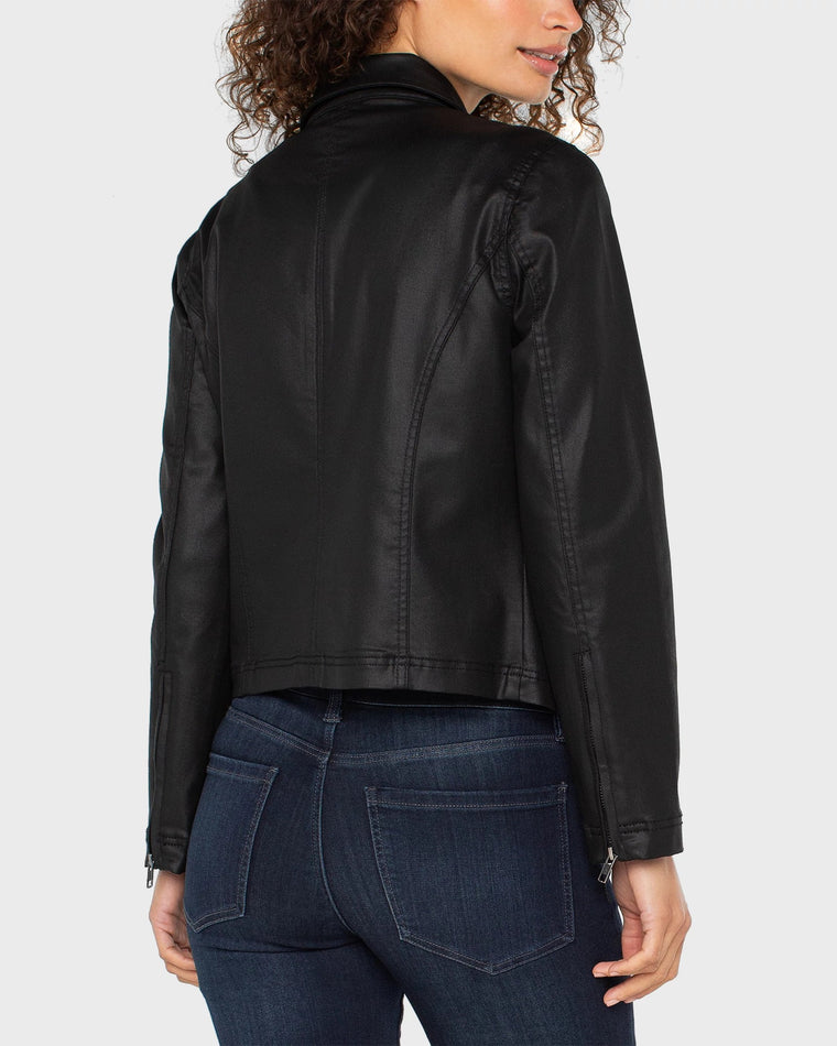 Black Coated $|& Liverpool 90's Zip Front Jacket - Hanger Side