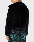 Black $|& Liverpool Zip Up Faux Fur Jacket - Hanger Side