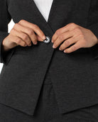 Heathered Charcoal $|& Liverpool Collarless Fitted Blazer - Hanger Back