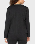 Heathered Charcoal $|& Liverpool Collarless Fitted Blazer - Hanger Side