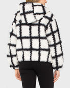 White/Black Curly Lamb Windowpane $|& Liverpool Zip Up Hoodie - Hanger Side