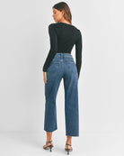 Dark Denim $|& Just Black High Rise Utility Jeans - Hanger Side