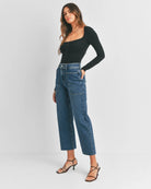 Dark Denim $|& Just Black High Rise Utility Jeans - Hanger Front