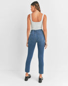 Dark Denim $|& Just Black High Rise Slim Straight Jeans - Hanger Side