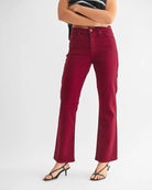 Dark Cherry $|& Just Black Slim Cropped Bootcut Jeans - Hanger Back