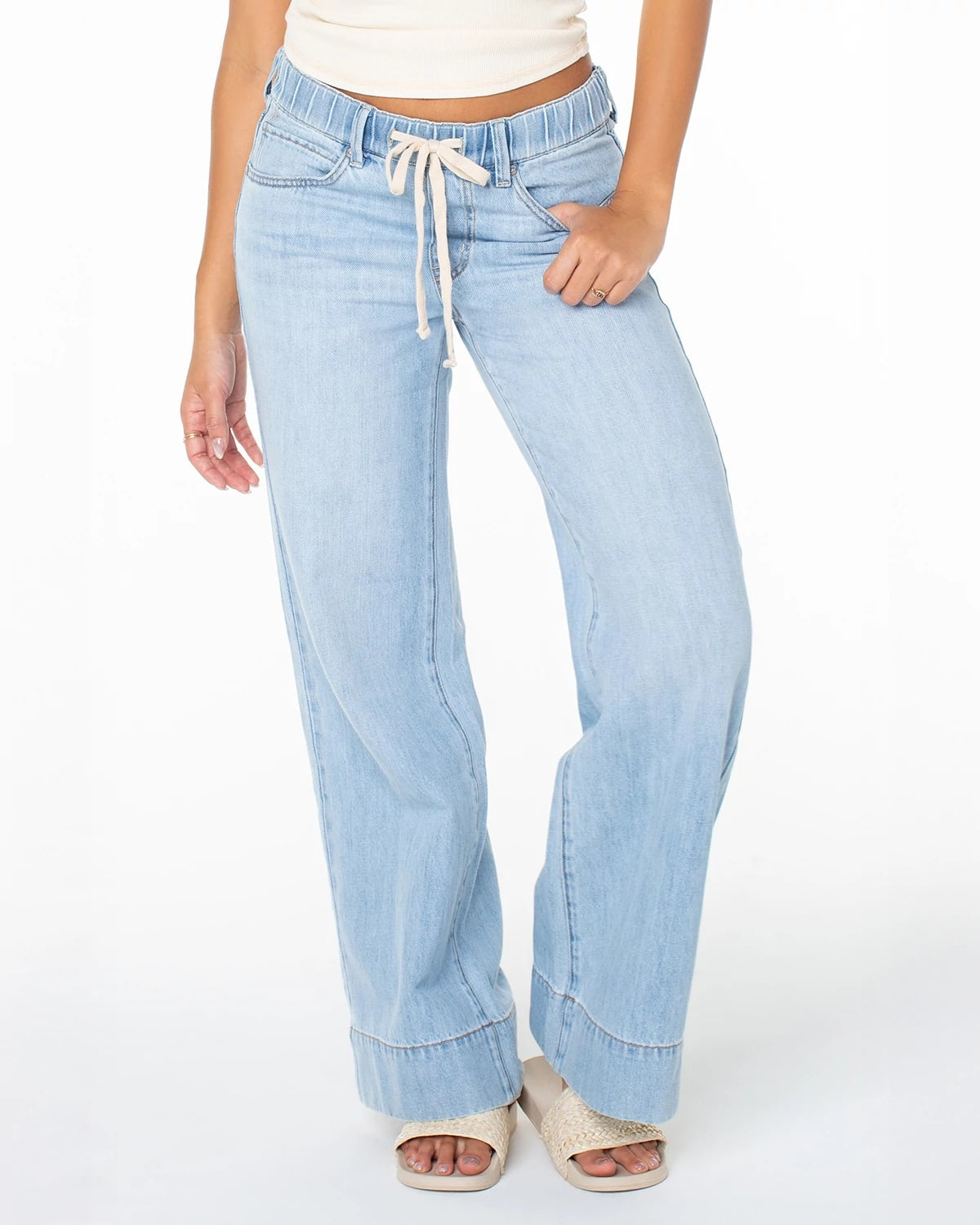 So Board $|& Roxy Finley Drawstring Waist Linen-Blend Jean - VOF Detail