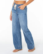 Zone Out $|& Roxy Finley Drawstring Waist Linen-Blend Jean - Hanger Front