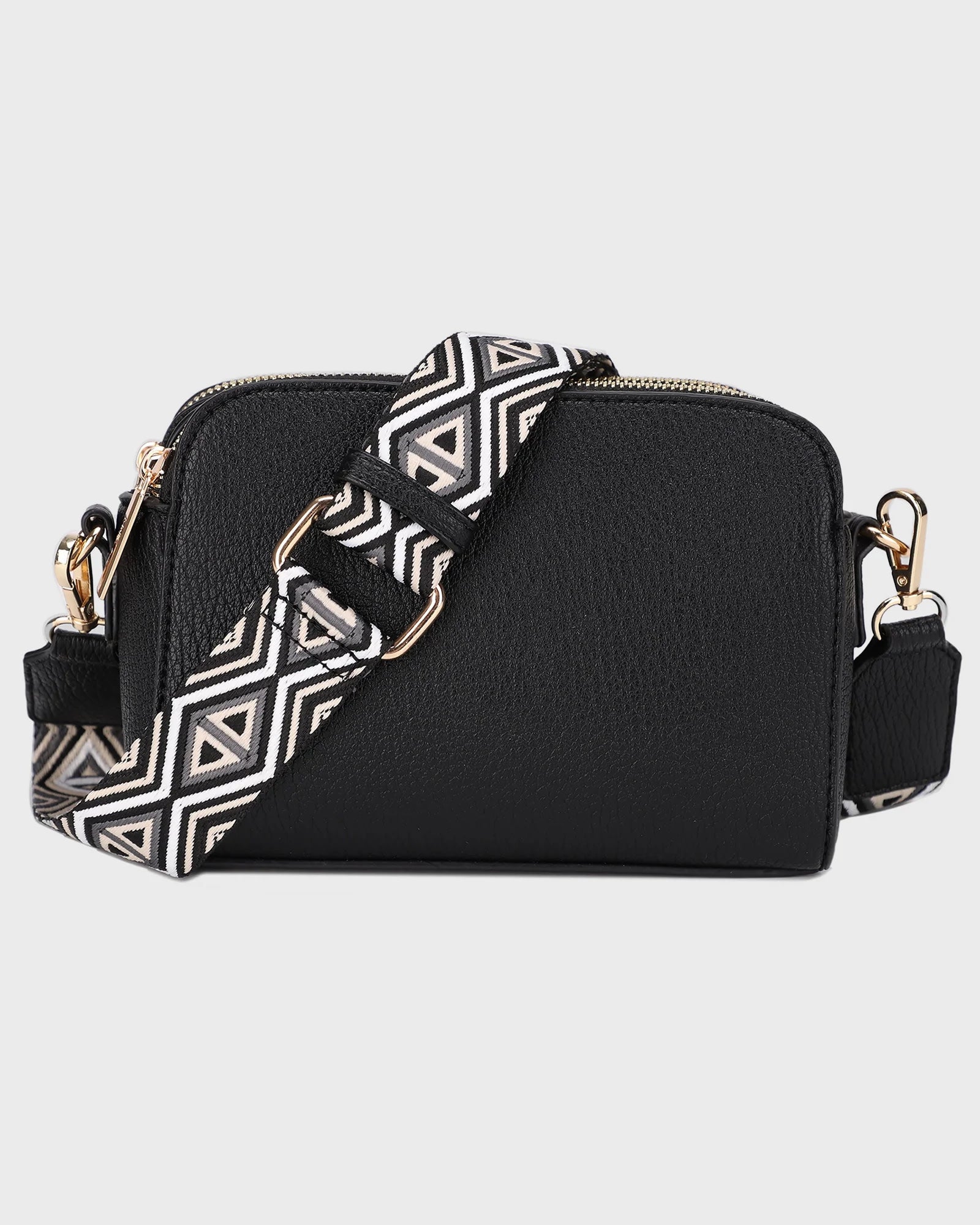Black/Tri $|& Mali + Lili Zahara Vegan Leather Crossbody - VOF Detail