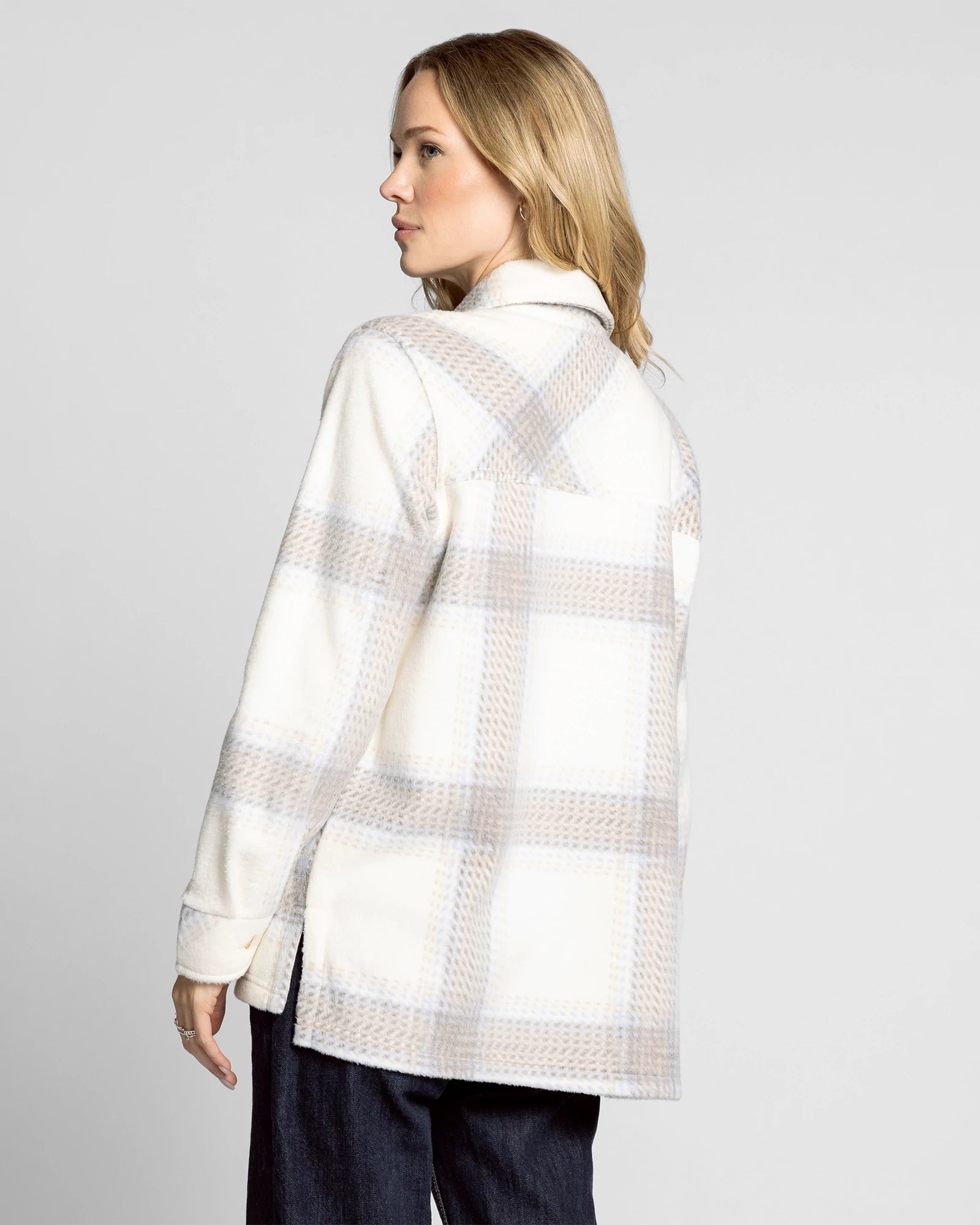 Ivory Brown Plaid $|& Thread & Supply Santa Fe Jacket - Hanger Side
