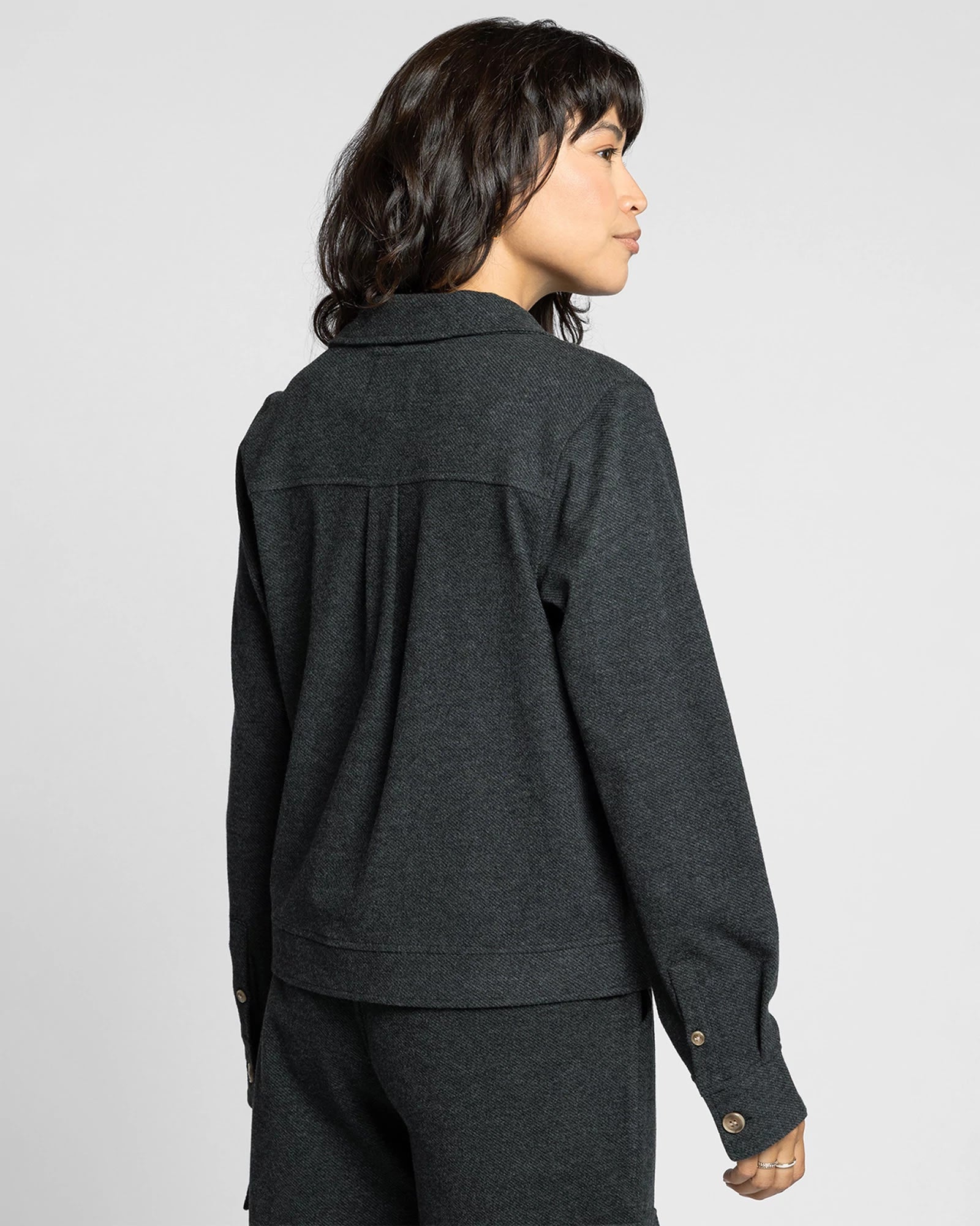 Black Heather $|& Thread & Supply Faye Brushed Knit Jacket - Hanger Side