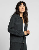 Black Heather $|& Thread & Supply Faye Brushed Knit Jacket - Hanger Front