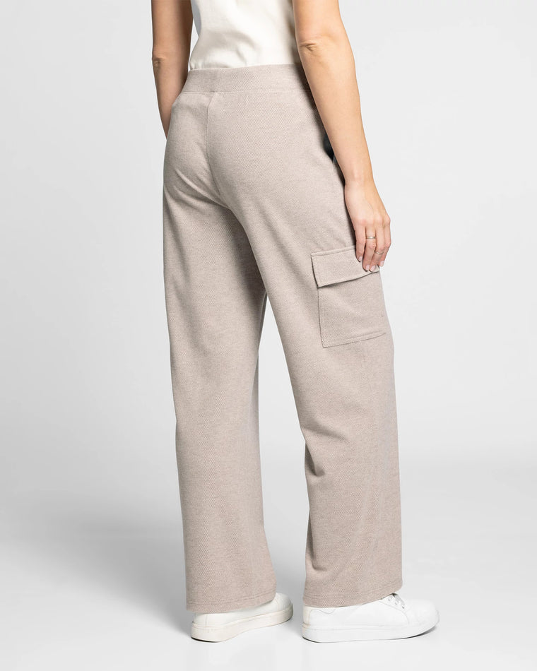 Taupe Heather $|& Thread & Supply Faye Brushed Knit Cargo Pants - Hanger Side
