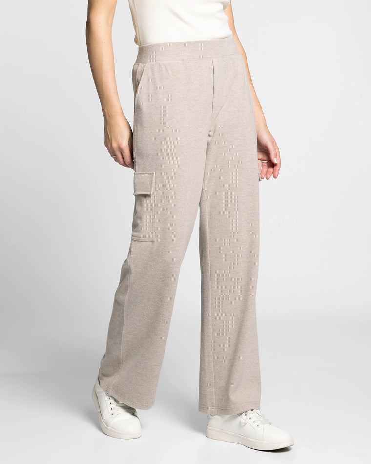 Taupe Heather $|& Thread & Supply Faye Brushed Knit Cargo Pants - Hanger Front