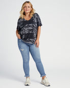 Grey/Black Camo $|& Herizon Escape V-Neck Camo Tee - UGC On Fig